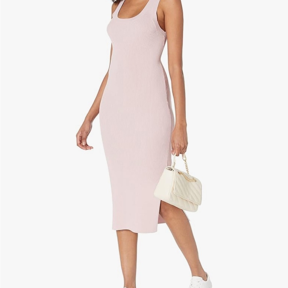 Sleeveless Ribbed Midi Dress in Light Pink